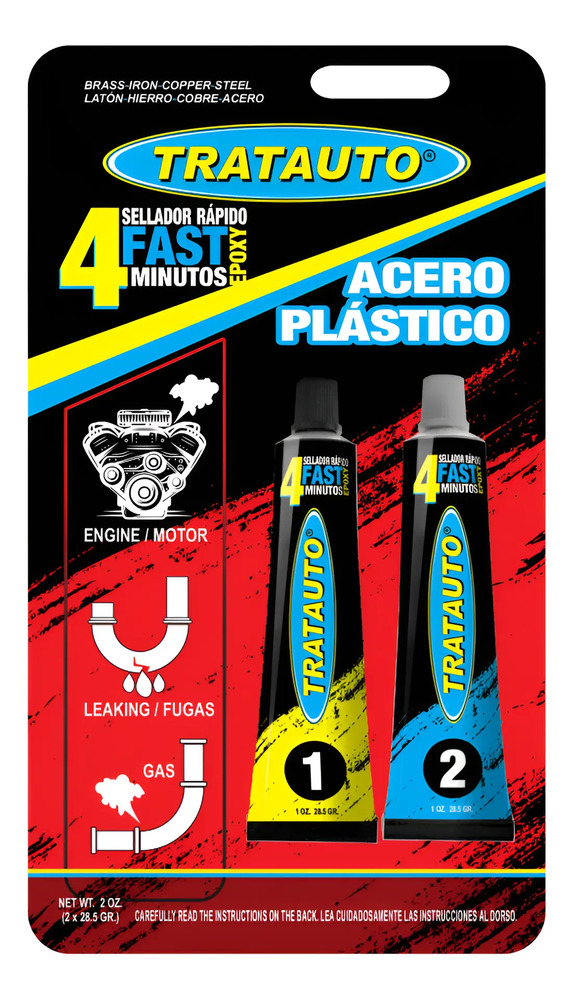 Sellador Rapido 4 Minutos Acero Y Plastico Epoxy Tratauto