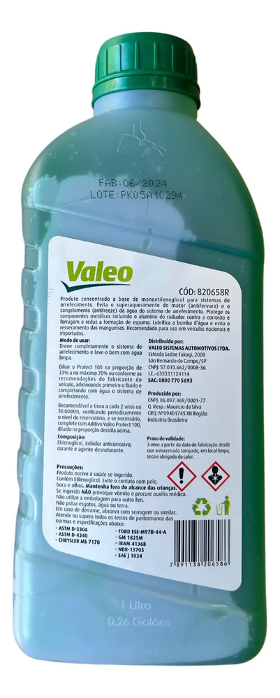 Liquido Refrigerante Valeo Protect Ultra 100 1 Litro Verde - Imagen 4